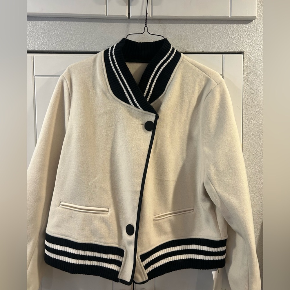 Women's soft and warm Cream and Black Jacket